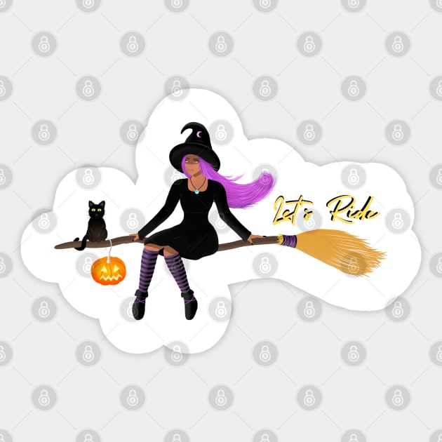 Witch On a Broom Sticker by Raghni.C 